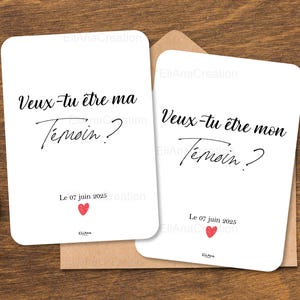 Carte demande Témoin à personnaliser : Veux-tu être mon / ma Témoin - Annonce originale pour être demoiselle d'honneur & garçon d'honneur image 5