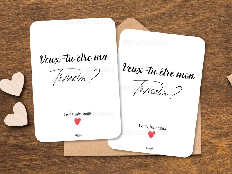 Carte demande Témoin à personnaliser : Veux-tu être mon / ma Témoin - Annonce originale pour être demoiselle d'honneur & garçon d'honneur image 5