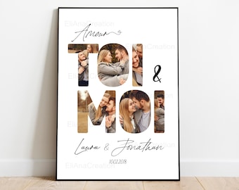 Paar-Poster zum Personalisieren mit Ihren Fotos – Du & ich – Liebe – personalisiertes Geschenk zum Verschenken – Paar-Fotosession