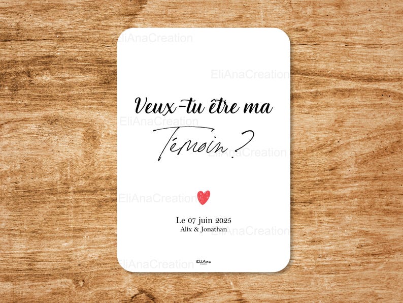 Carte demande Témoin à personnaliser : Veux-tu être mon / ma Témoin - Annonce originale pour être demoiselle d'honneur & garçon d'honneur image 7
