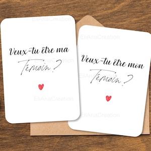 Carte demande Témoin à personnaliser : Veux-tu être mon / ma Témoin - Annonce originale pour être demoiselle d'honneur & garçon d'honneur image 2