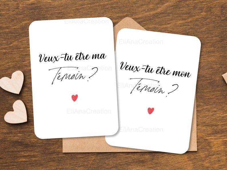 Carte demande Témoin à personnaliser : Veux-tu être mon / ma Témoin - Annonce originale pour être demoiselle d'honneur & garçon d'honneur image 2