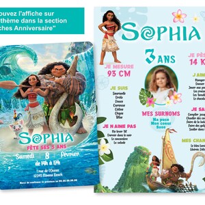 Carte d'invitation anniversaire à personnaliser sur le thème Vaiana - Princesse Moana - Disney image 7