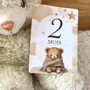 Cartes étapes bébé - Première année bébé - Mois anniversaires de la 1ère année - Cartes évolution de bébé - thème Ourson image 5