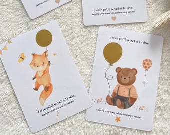Cartes à gratter - cadeau à offrir - surprise - annonce grossesse - annonce bébé - message personnalisé - baby shower - fille ou garçon