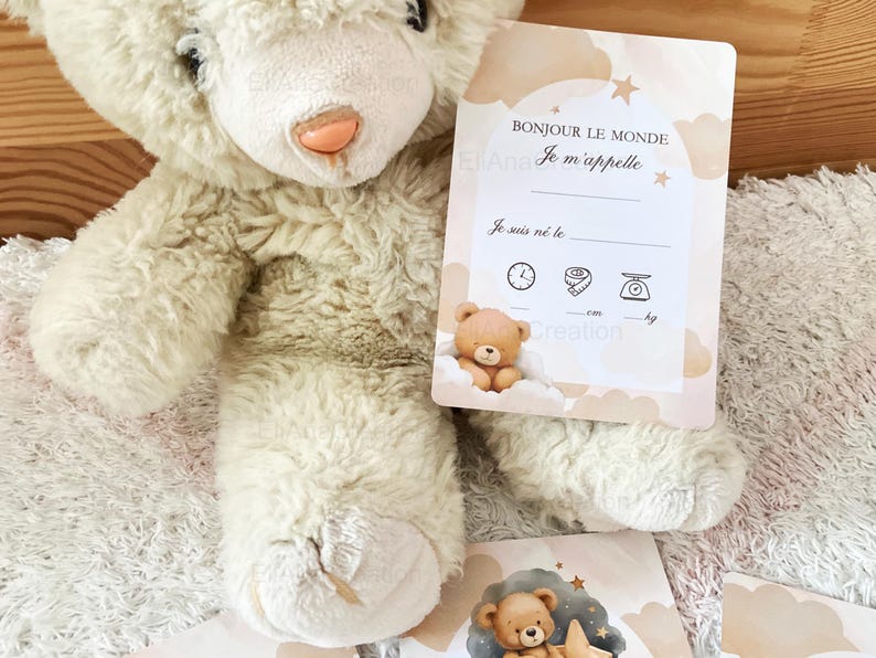 Cartes étapes bébé - Première année bébé - Mois anniversaires de la 1ère année - Cartes évolution de bébé - thème Ourson image 2