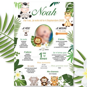 Birthday poster to personalize - Jungle theme / Lion / Wild animals