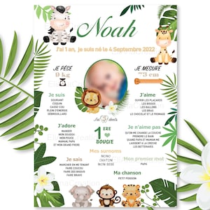 Birthday poster to personalize - Jungle theme / Lion / Wild animals