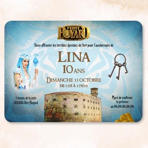 Carte d'invitation anniversaire à personnaliser sur le thème Fort Boyard / Faire-part anniversaire image 2
