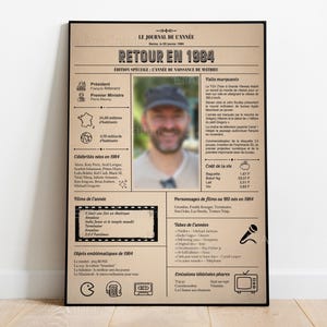 Affiche anniversaire - Cadeau personnalisé - Affiche personnalisée Année de Naissance  -  Affiche spéciale : Journal de l'année de naissance
