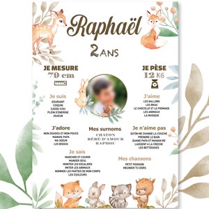 Póster de cumpleaños para personalizar - Tema Animales del Bosque