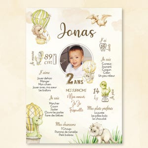 Póster personalizado de cumpleaños o bautizo - Temática de dinosaurios