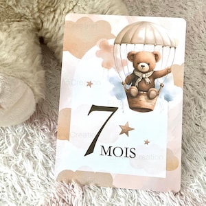 Cartes étapes bébé - Première année bébé - Mois anniversaires de la 1ère année - Cartes évolution de bébé - thème Ourson image 6