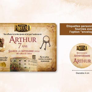 Carte d'invitation anniversaire à personnaliser sur le thème Fort Boyard / Faire-part anniversaire image 4