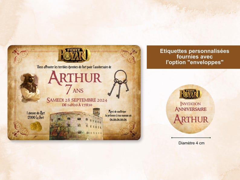 Carte d'invitation anniversaire à personnaliser sur le thème Fort Boyard / Faire-part anniversaire image 4