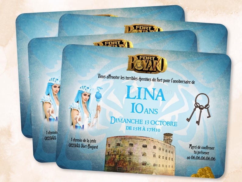 Carte d'invitation anniversaire à personnaliser sur le thème Fort Boyard / Faire-part anniversaire image 3