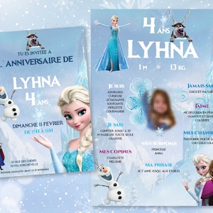 Carte d'invitation anniversaire à personnaliser sur le thème Reine des Neiges image 5