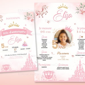 Carte d'invitation anniversaire à personnaliser sur le thème Princesses - Faire-part anniversaire image 7