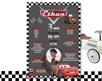 Cartel de cumpleaños sobre el tema Coches / coches.