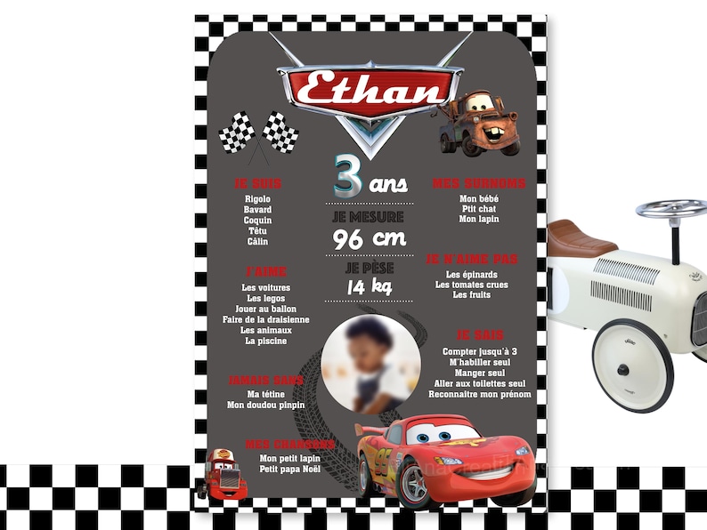 Cartel de cumpleaños sobre el tema Coches / coches. imagen 1