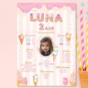 Poster di compleanno personalizzato Gelati - Caramelle - Torte - Ciambelle / Gelati, torte e dolci