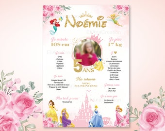 Personalisiertes Geburtstagsposter zum Thema Disney-Prinzessinnen - Poster zum Personalisieren