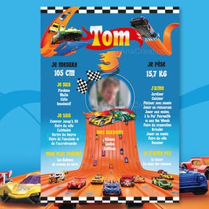 Cartel de cumpleaños sobre el tema de los coches, coches pequeños. imagen 1