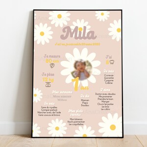 Cartel de cumpleaños para personalizar - tema flor / margarita / primavera - cumpleaños personalizado imagen 5