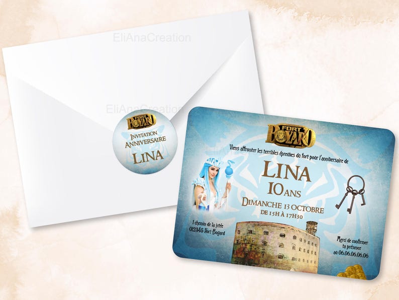 Carte d'invitation anniversaire à personnaliser sur le thème Fort Boyard / Faire-part anniversaire image 5