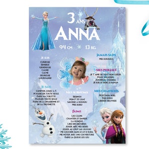 Póster de cumpleaños personalizado con el tema Reina de las Nieves