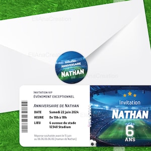 Carte d'invitation anniversaire à personnaliser - thème Football - Foot - Soccer / Faire-part anniversaire. image 3
