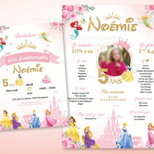 Carte d'invitation anniversaire à personnaliser sur le thème Princesses - Faire-part anniversaire image 5