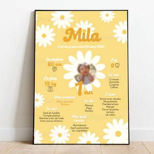 Cartel de cumpleaños para personalizar - tema flor / margarita / primavera - cumpleaños personalizado imagen 2