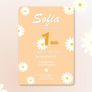 Carte d'invitation anniversaire à personnaliser sur le thème Marguerite / Thème floral - Faire-part anniversaire ou baptême image 6