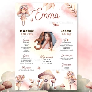 Póster de cumpleaños para personalizar - Tema Hadas / Bosque Encantado / Cuento de Hadas