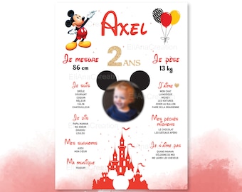 Affiche anniversaire personnalisée sur le thème Mickey - Disney