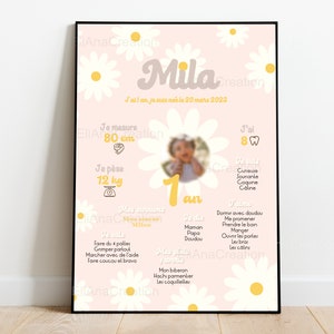 Cartel de cumpleaños para personalizar - tema flor / margarita / primavera - cumpleaños personalizado imagen 4