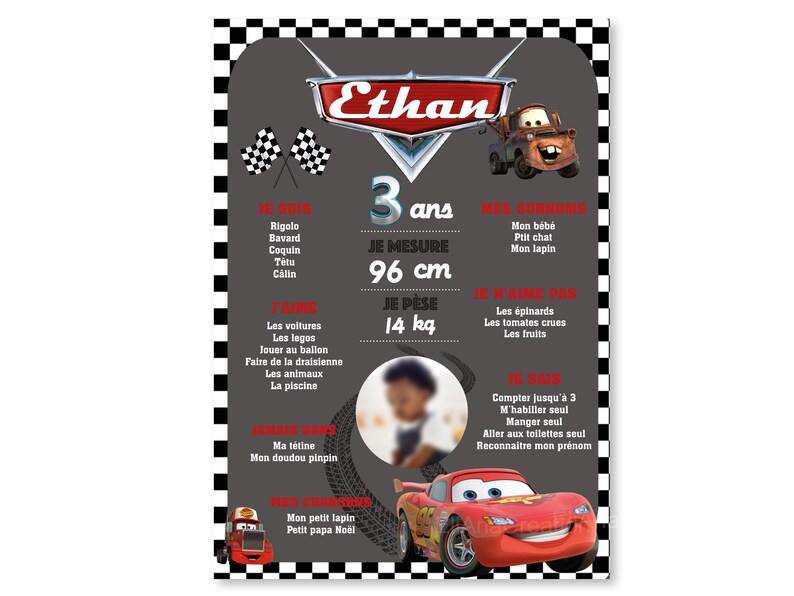 Cartel de cumpleaños sobre el tema Coches / coches. imagen 3