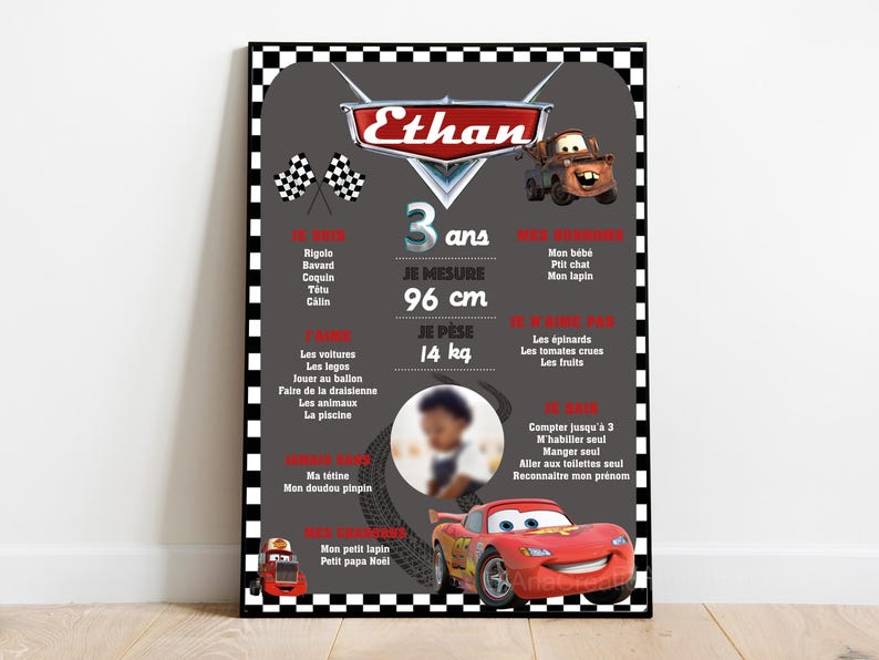 Cartel de cumpleaños sobre el tema Coches / coches. imagen 2