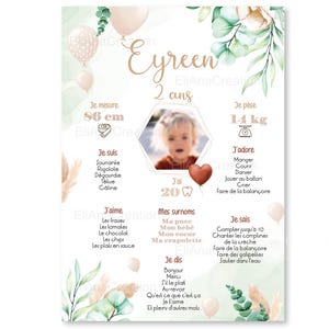 Cartel de cumpleaños o bautismo para personalizar - Tema Boho / Flores / Campo - cumpleaños personalizado - imagen 5