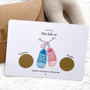 Cartes à gratter - annonce grossesse - annonce bébé - message personnalisé - baby shower - fille ou garçon