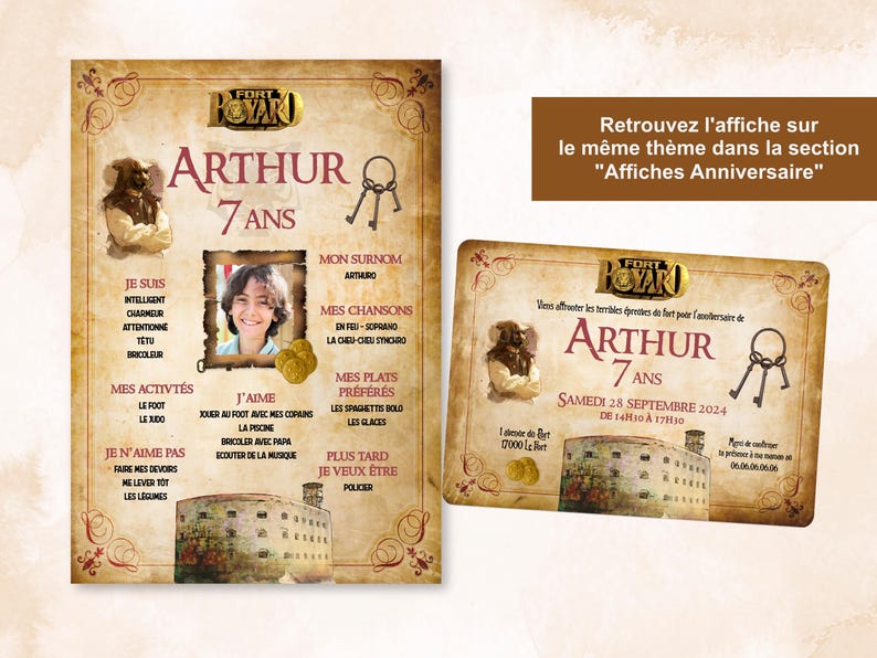 Carte d'invitation anniversaire à personnaliser sur le thème Fort Boyard / Faire-part anniversaire image 7