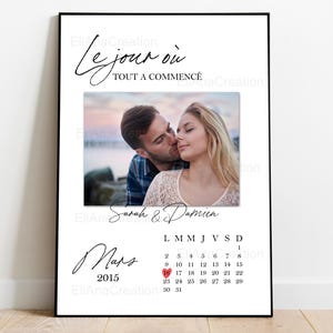 Póster calendario para personalizar "El día en que" - Pareja y Familia - Fecha importante - Regalo personalizado único para celebrar el amor