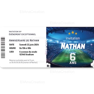 Carte d'invitation anniversaire à personnaliser - thème Football - Foot - Soccer / Faire-part anniversaire. image 5