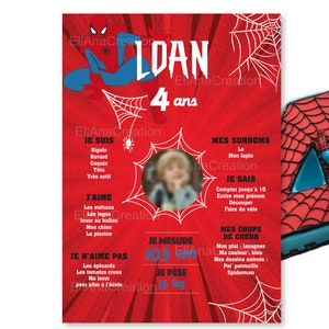 Cartel de cumpleaños del superhéroe Spiderman.