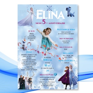 Gepersonaliseerde verjaardagsposter met als thema Sneeuwkoningin - Poster om te personaliseren