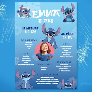 Gepersonaliseerde verjaardagsposter met het thema Stitch cartoon - Gepersonaliseerde verjaardagsposter