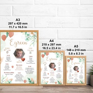 Cartel de cumpleaños o bautismo para personalizar - Tema Boho / Flores / Campo - cumpleaños personalizado - imagen 7