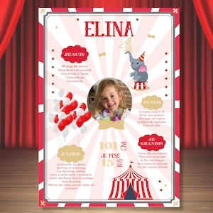 Personalized birthday poster on the theme of the Circus - Funfair