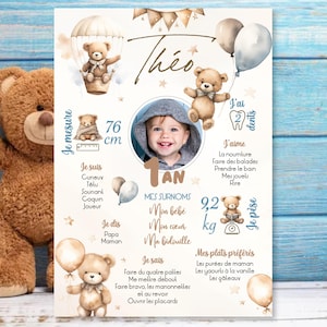 Poster di compleanno o battesimo da personalizzare - tema Teddy Bear